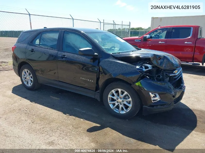 2020 Chevrolet Equinox Fwd Ls VIN: 2GNAXHEV4L6281905 Lot: 40076625