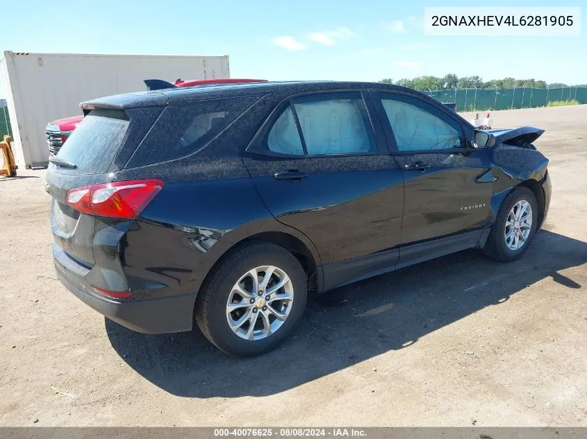 2020 Chevrolet Equinox Fwd Ls VIN: 2GNAXHEV4L6281905 Lot: 40076625