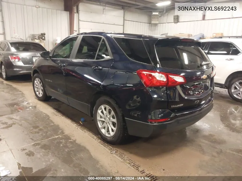 2020 Chevrolet Equinox Fwd Ls VIN: 3GNAXHEVXLS692243 Lot: 40085297