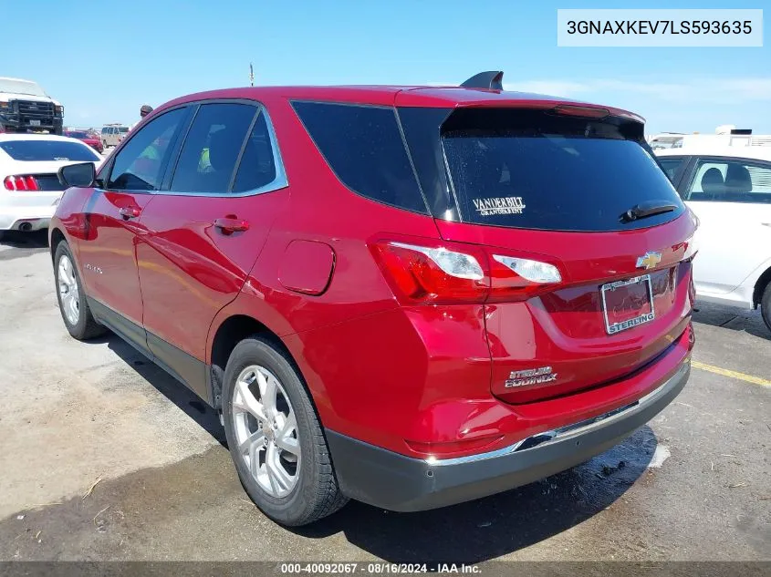 2020 Chevrolet Equinox Fwd Lt 1.5L Turbo VIN: 3GNAXKEV7LS593635 Lot: 40092067