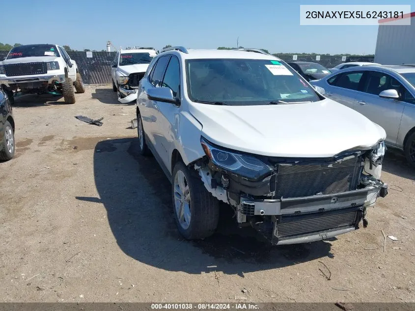 2020 Chevrolet Equinox Awd Premier 2.0L Turbo VIN: 2GNAXYEX5L6243181 Lot: 40101038