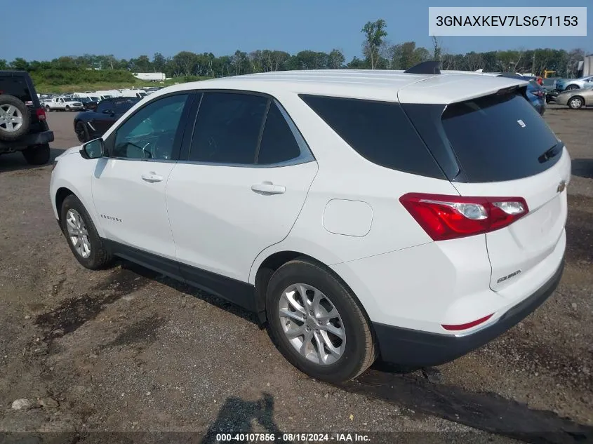 2020 Chevrolet Equinox Fwd Lt 1.5L Turbo VIN: 3GNAXKEV7LS671153 Lot: 40107856