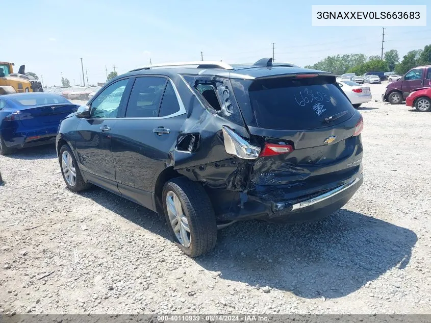 3GNAXXEV0LS663683 2020 Chevrolet Equinox Awd Premier 1.5L Turbo