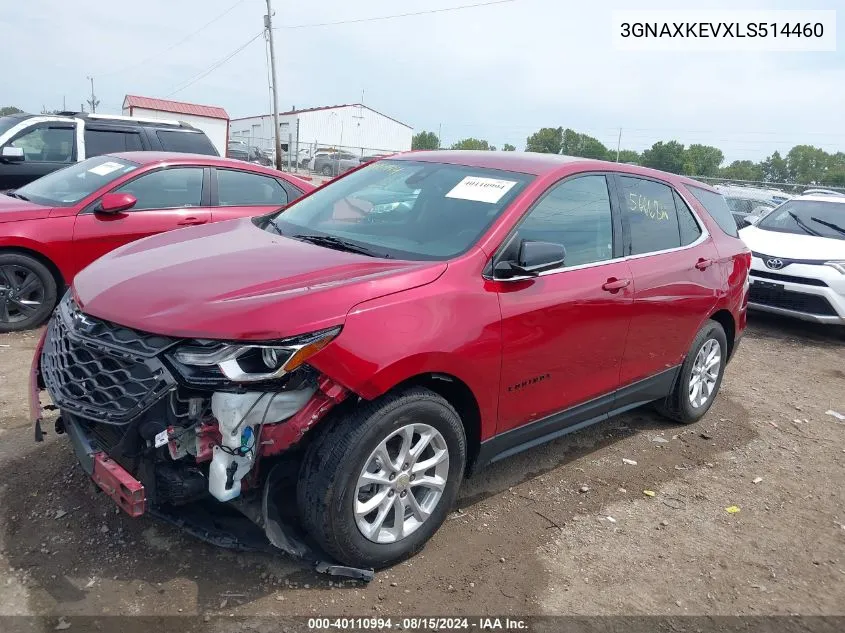 2020 Chevrolet Equinox Fwd Lt 1.5L Turbo VIN: 3GNAXKEVXLS514460 Lot: 40110994