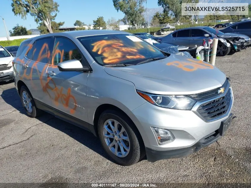 2020 Chevrolet Equinox Fwd Lt 1.5L Turbo VIN: 3GNAXKEV6LS525715 Lot: 40111167