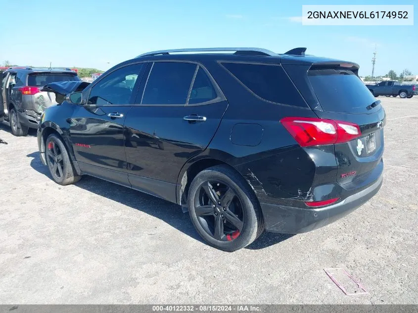 2020 Chevrolet Equinox Fwd Premier 1.5L Turbo VIN: 2GNAXNEV6L6174952 Lot: 40122332