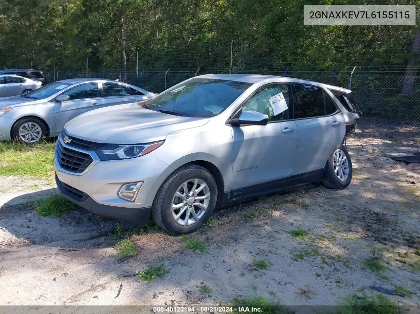 2020 Chevrolet Equinox Lt VIN: 2GNAXKEV7L6155115 Lot: 40123194