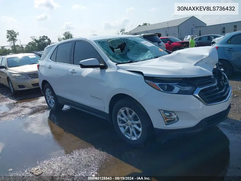 2020 Chevrolet Equinox Fwd Lt 1.5L Turbo VIN: 3GNAXKEV8LS736432 Lot: 40125543