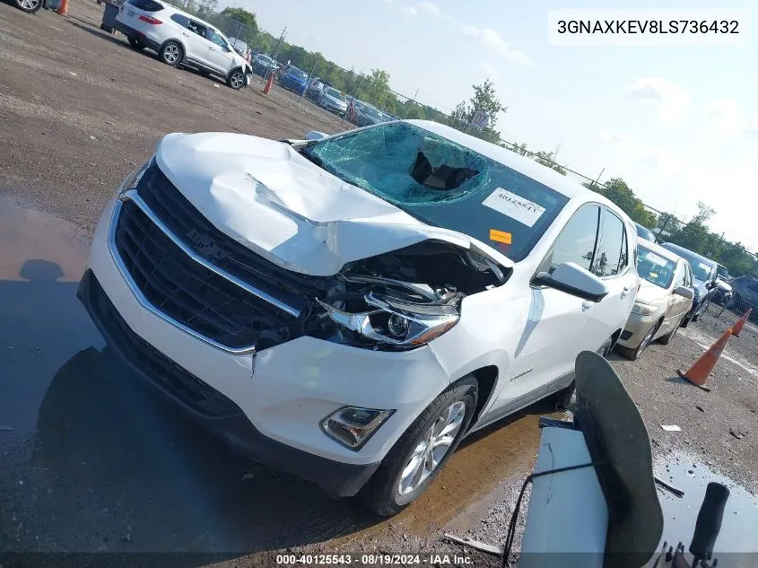 2020 Chevrolet Equinox Fwd Lt 1.5L Turbo VIN: 3GNAXKEV8LS736432 Lot: 40125543