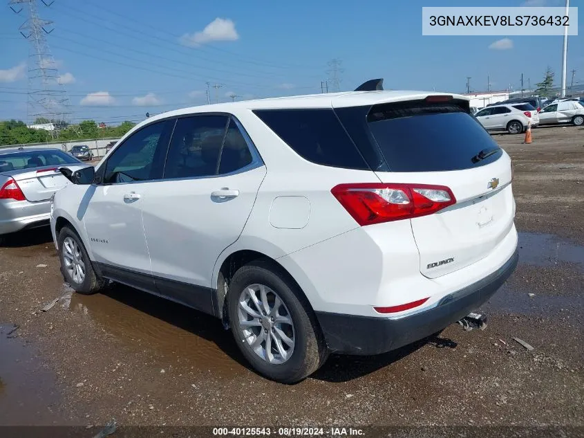 2020 Chevrolet Equinox Fwd Lt 1.5L Turbo VIN: 3GNAXKEV8LS736432 Lot: 40125543