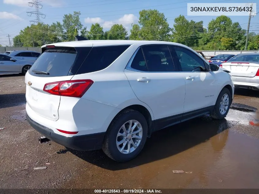 2020 Chevrolet Equinox Fwd Lt 1.5L Turbo VIN: 3GNAXKEV8LS736432 Lot: 40125543