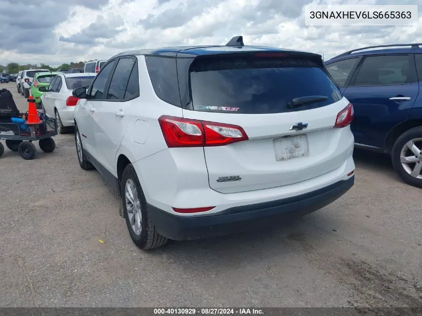 2020 Chevrolet Equinox Fwd Ls VIN: 3GNAXHEV6LS665363 Lot: 40130929