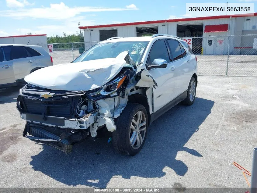 2020 Chevrolet Equinox Fwd Premier 2.0L Turbo VIN: 3GNAXPEX6LS663558 Lot: 40138180