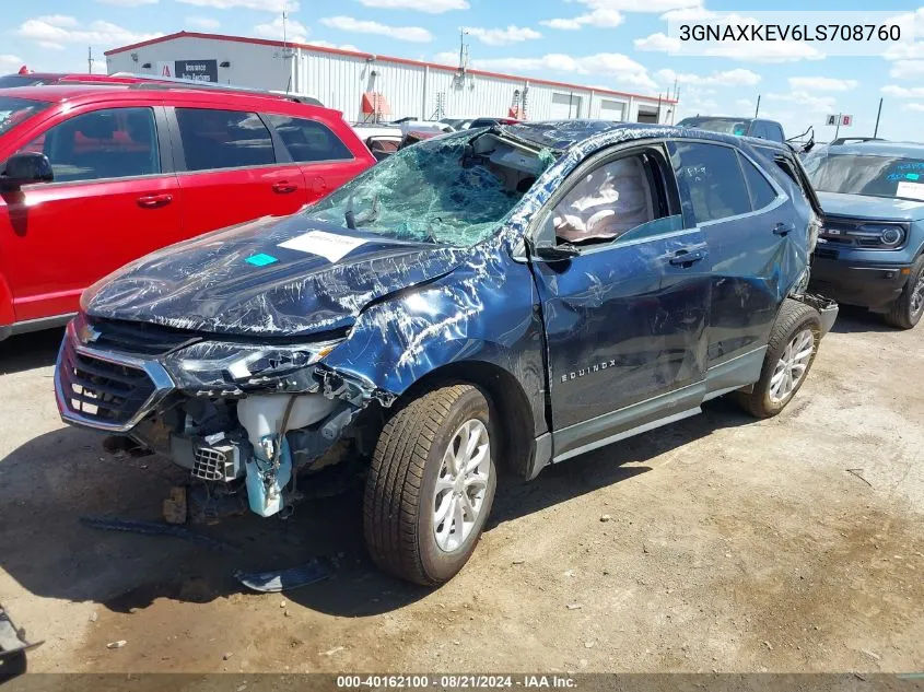 2020 Chevrolet Equinox Lt VIN: 3GNAXKEV6LS708760 Lot: 40162100