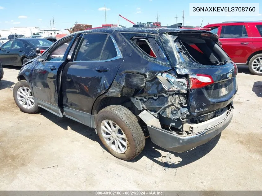 2020 Chevrolet Equinox Lt VIN: 3GNAXKEV6LS708760 Lot: 40162100