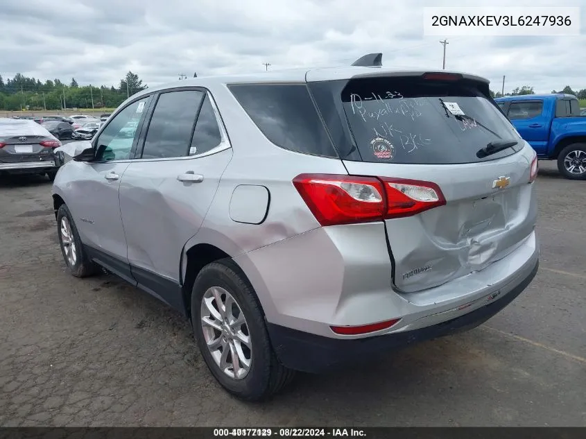 2020 Chevrolet Equinox Fwd Lt 1.5L Turbo VIN: 2GNAXKEV3L6247936 Lot: 40177129