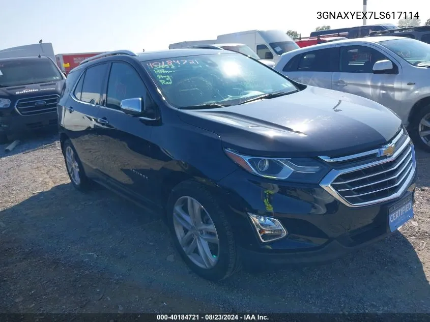 2020 Chevrolet Equinox Awd Premier 2.0L Turbo VIN: 3GNAXYEX7LS617114 Lot: 40184721