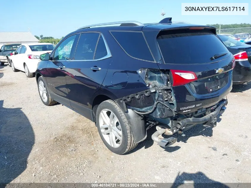 2020 Chevrolet Equinox Awd Premier 2.0L Turbo VIN: 3GNAXYEX7LS617114 Lot: 40184721