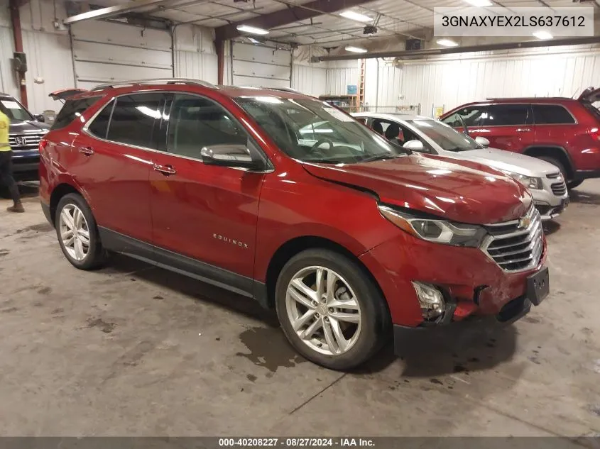 2020 Chevrolet Equinox Awd Premier 2.0L Turbo VIN: 3GNAXYEX2LS637612 Lot: 40208227