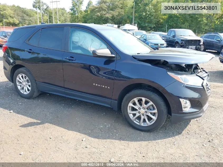 2020 Chevrolet Equinox Awd Ls VIN: 3GNAXSEV1LS543801 Lot: 40212615