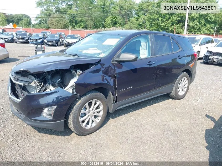 2020 Chevrolet Equinox Awd Ls VIN: 3GNAXSEV1LS543801 Lot: 40212615