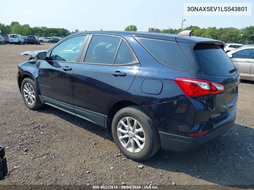 2020 Chevrolet Equinox Awd Ls VIN: 3GNAXSEV1LS543801 Lot: 40212615