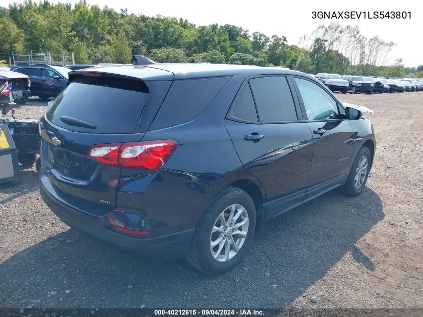 2020 Chevrolet Equinox Awd Ls VIN: 3GNAXSEV1LS543801 Lot: 40212615