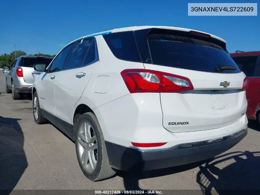 2020 Chevrolet Equinox Fwd Premier 1.5L Turbo VIN: 3GNAXNEV4LS722609 Lot: 40217426