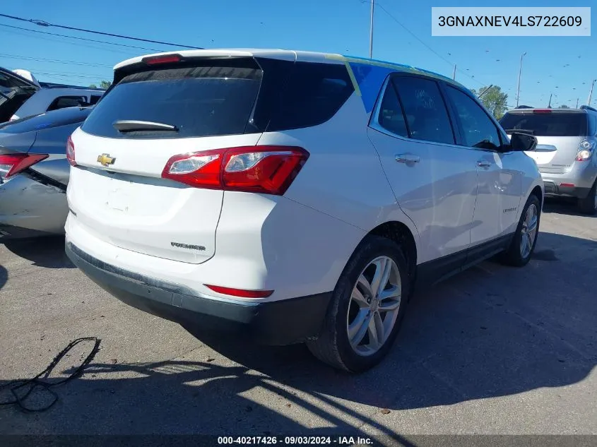 2020 Chevrolet Equinox Fwd Premier 1.5L Turbo VIN: 3GNAXNEV4LS722609 Lot: 40217426