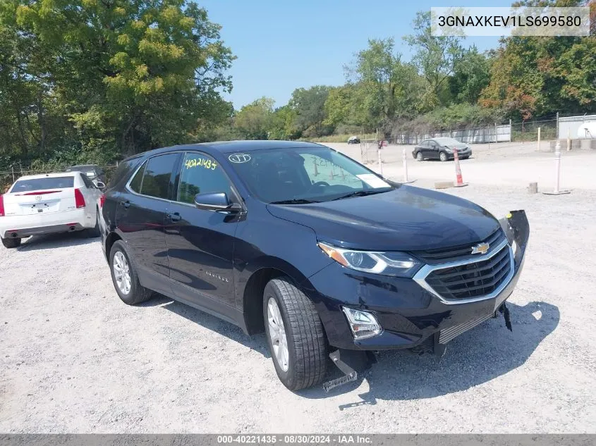 2020 Chevrolet Equinox Fwd Lt 1.5L Turbo VIN: 3GNAXKEV1LS699580 Lot: 40221435