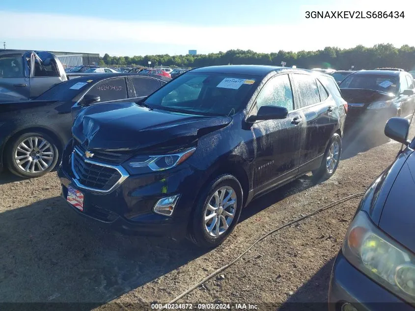 2020 Chevrolet Equinox Fwd Lt 1.5L Turbo VIN: 3GNAXKEV2LS686434 Lot: 40234872