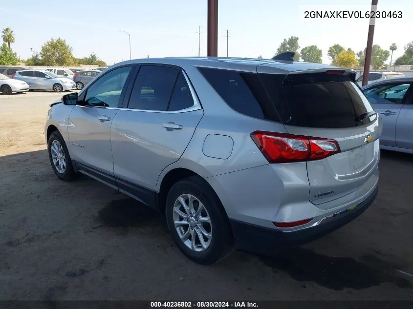 2020 Chevrolet Equinox Fwd Lt 1.5L Turbo VIN: 2GNAXKEV0L6230463 Lot: 40236802