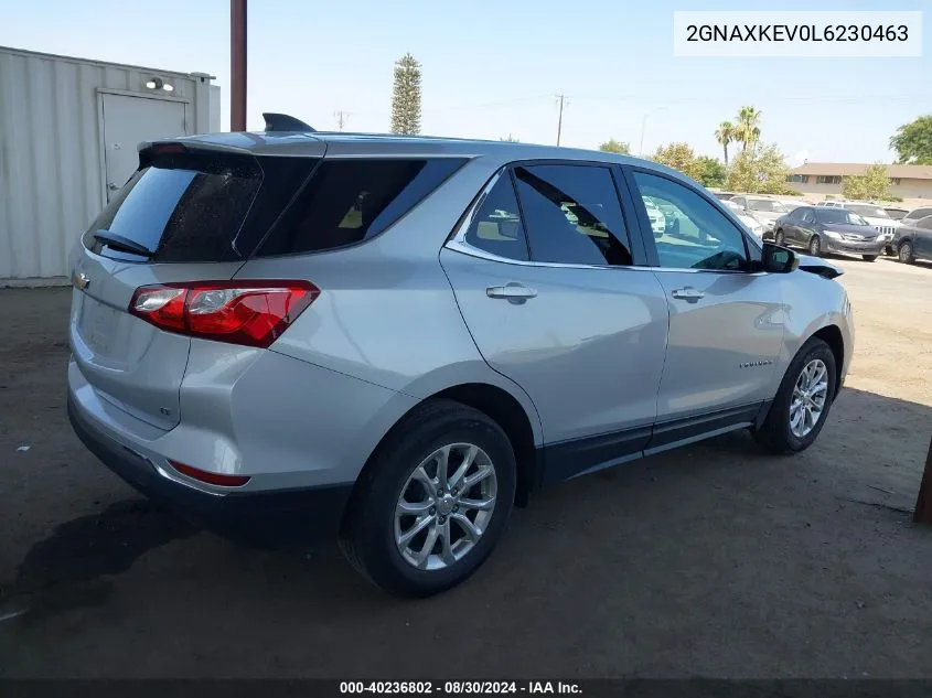 2020 Chevrolet Equinox Fwd Lt 1.5L Turbo VIN: 2GNAXKEV0L6230463 Lot: 40236802