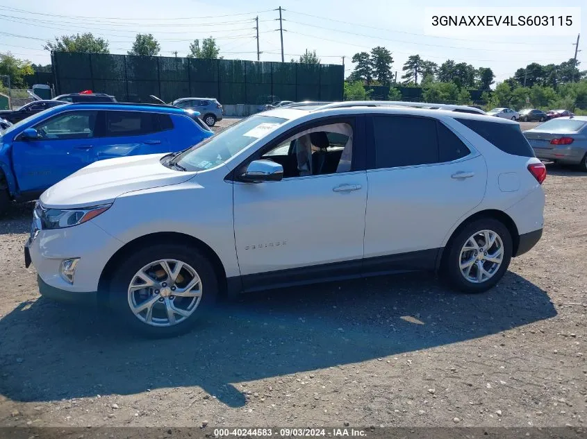 2020 Chevrolet Equinox Awd Premier 1.5L Turbo VIN: 3GNAXXEV4LS603115 Lot: 40244583