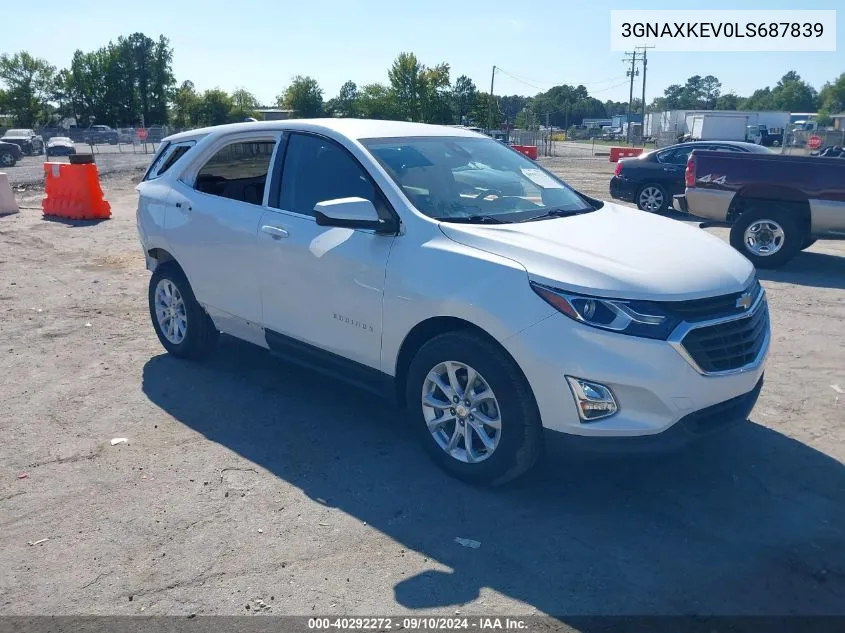 2020 Chevrolet Equinox Fwd Lt 1.5L Turbo VIN: 3GNAXKEV0LS687839 Lot: 40292272