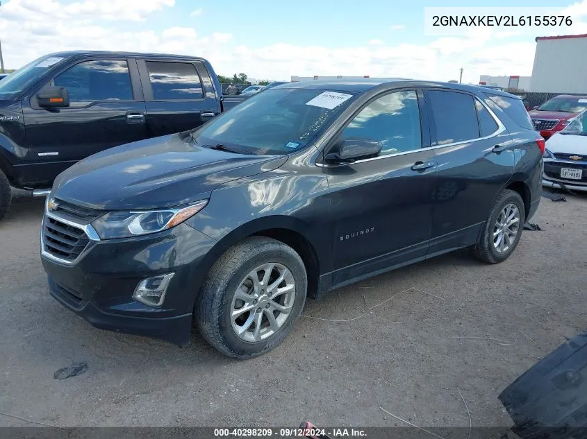 2020 Chevrolet Equinox Lt VIN: 2GNAXKEV2L6155376 Lot: 40298209