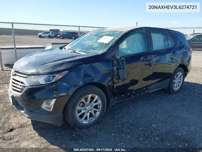 2020 Chevrolet Equinox Fwd Ls VIN: 2GNAXHEV3L6274721 Lot: 40307454