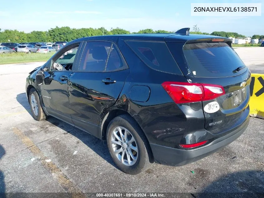 2020 Chevrolet Equinox Ls VIN: 2GNAXHEVXL6138571 Lot: 40307651