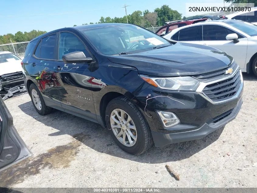 2020 Chevrolet Equinox Fwd Ls VIN: 2GNAXHEVXL6103870 Lot: 40310381