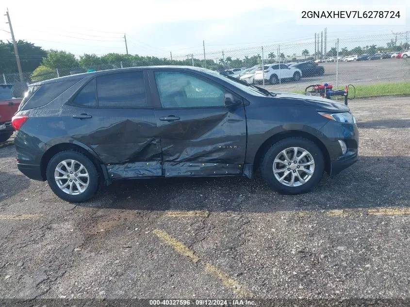 2020 Chevrolet Equinox Ls VIN: 2GNAXHEV7L6278724 Lot: 40327596