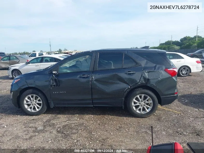 2020 Chevrolet Equinox Ls VIN: 2GNAXHEV7L6278724 Lot: 40327596