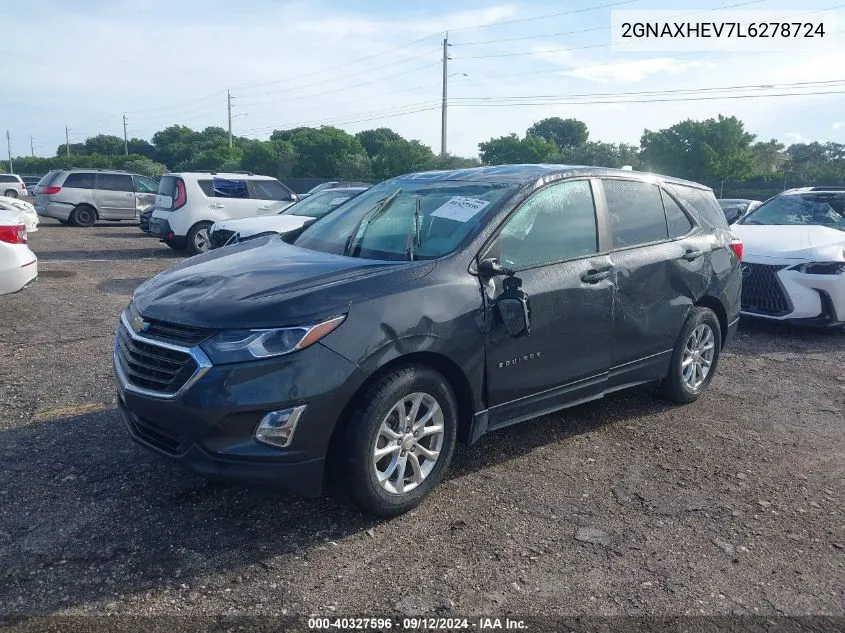 2020 Chevrolet Equinox Ls VIN: 2GNAXHEV7L6278724 Lot: 40327596