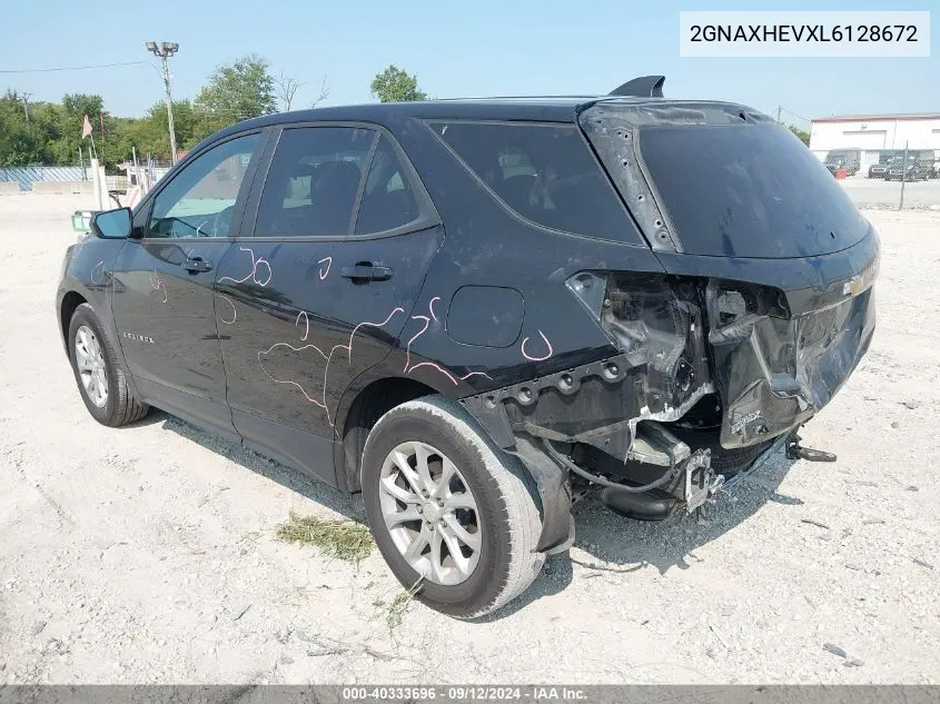 2020 Chevrolet Equinox Ls VIN: 2GNAXHEVXL6128672 Lot: 40333696