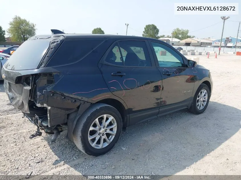 2020 Chevrolet Equinox Ls VIN: 2GNAXHEVXL6128672 Lot: 40333696