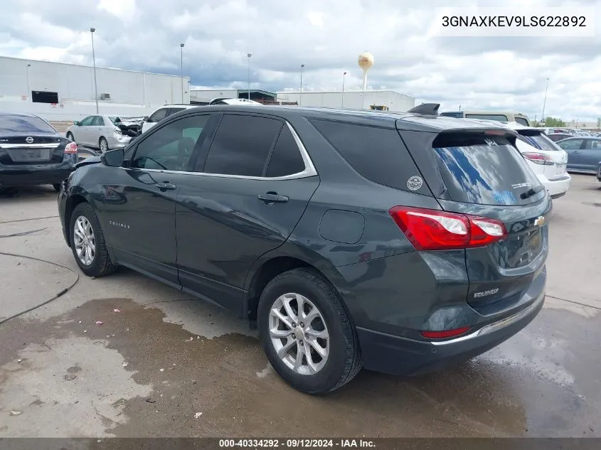 2020 Chevrolet Equinox Fwd Lt 1.5L Turbo VIN: 3GNAXKEV9LS622892 Lot: 40334292