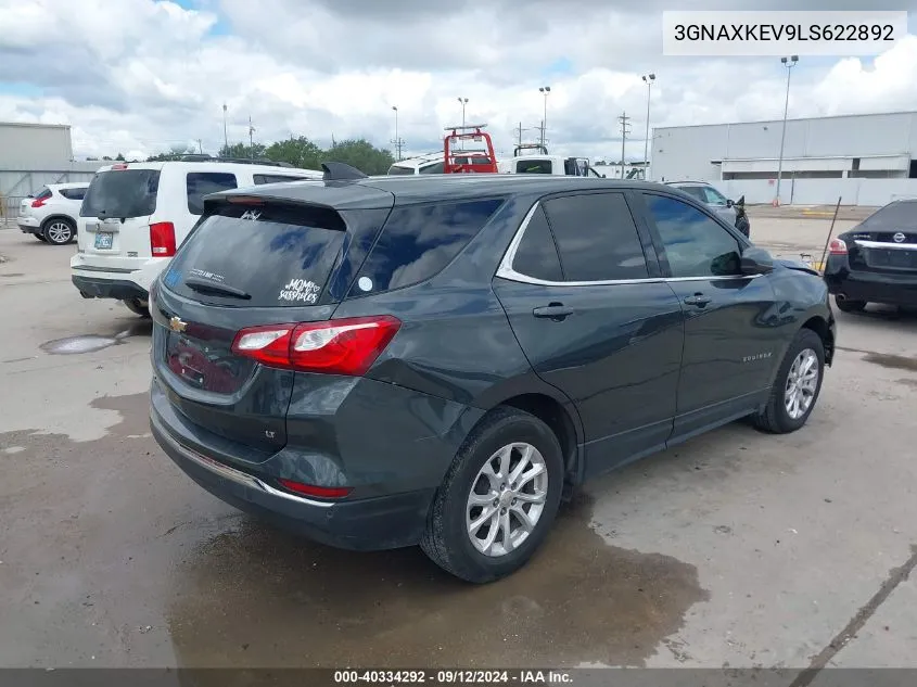 2020 Chevrolet Equinox Fwd Lt 1.5L Turbo VIN: 3GNAXKEV9LS622892 Lot: 40334292