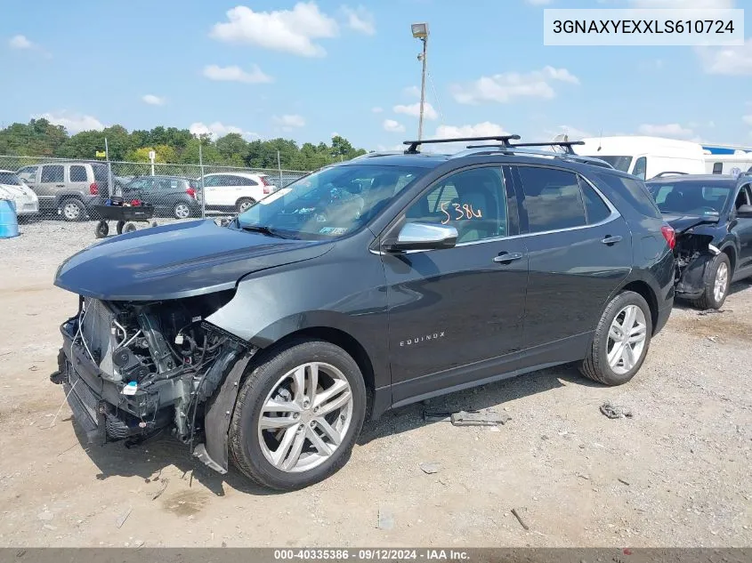 2020 Chevrolet Equinox Awd Premier 2.0L Turbo VIN: 3GNAXYEXXLS610724 Lot: 40335386