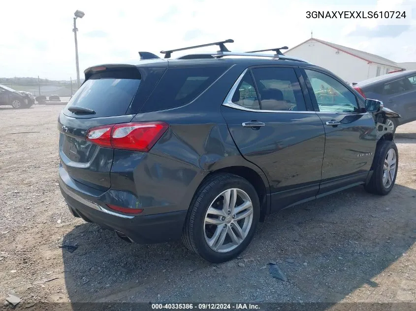 2020 Chevrolet Equinox Awd Premier 2.0L Turbo VIN: 3GNAXYEXXLS610724 Lot: 40335386