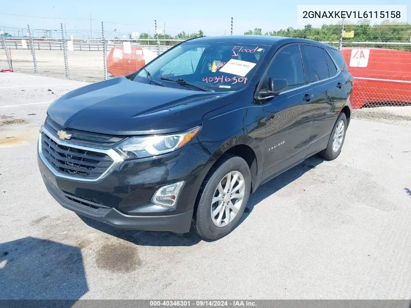 2020 Chevrolet Equinox Fwd Lt 1.5L Turbo VIN: 2GNAXKEV1L6115158 Lot: 40346301