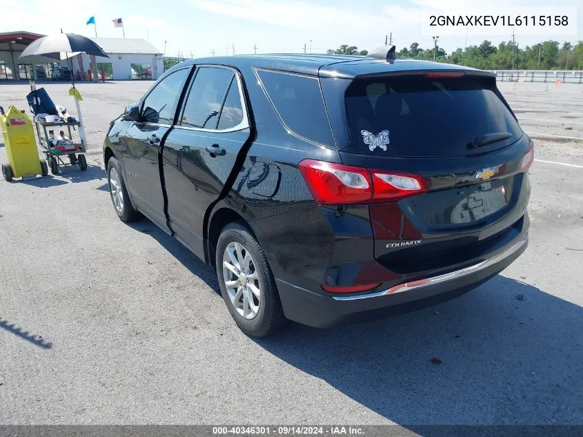 2020 Chevrolet Equinox Fwd Lt 1.5L Turbo VIN: 2GNAXKEV1L6115158 Lot: 40346301